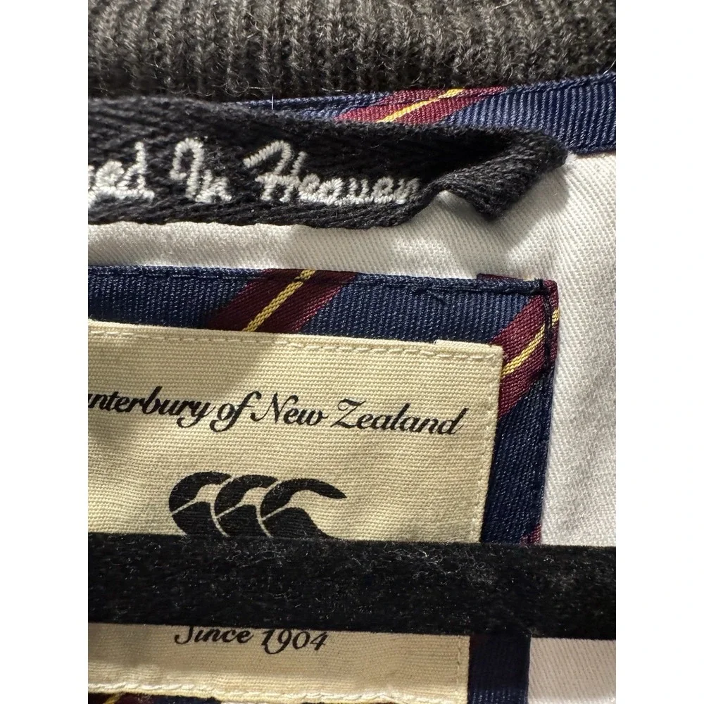 Canterbury of New Zealand Vintage Rugby Zippered Sweater Lambswool Size XL 90s
